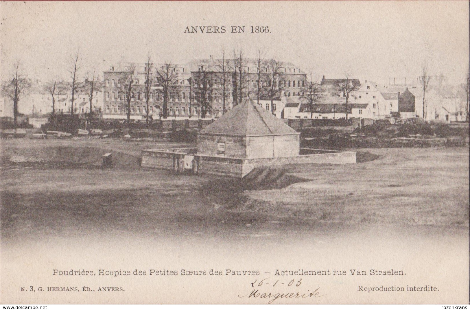 Anvers En 1860 Poudriere Hospice Des Peites Soeurs Des Pauvres Rue Van Straelen Antwerpen (In Zeer Goede Staat) 1903 - Antwerpen