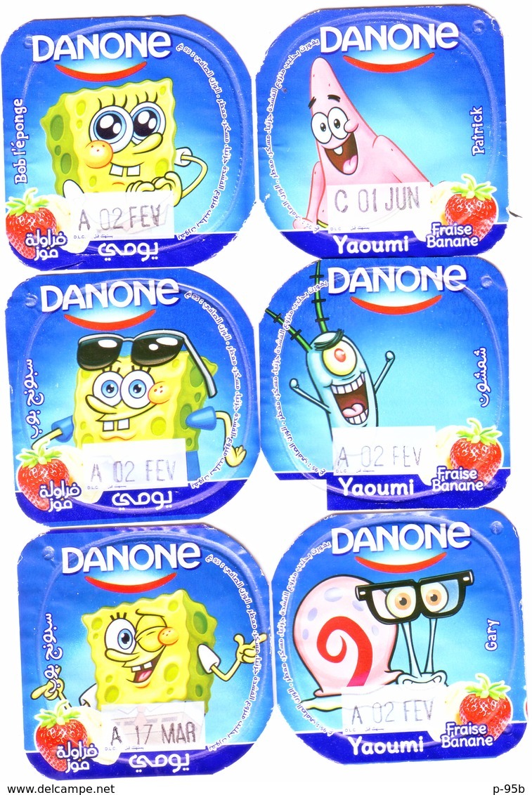 Algérie- Danone - Série Complète De 12 Opercules : Bob L'épone, Mr Krabs, Gary, Carlo, Plankton Et Sandy L'écureuil. - Opercules De Lait