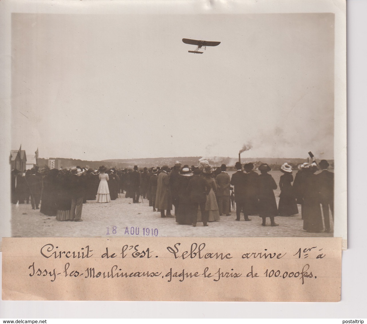 Issy-les-Moulineaux CIRCUIT DE L'EST LEBLANC ARRIVE 1er 18*13CM Maurice-Louis BRANGER PARÍS (1874-1950) - Aviación