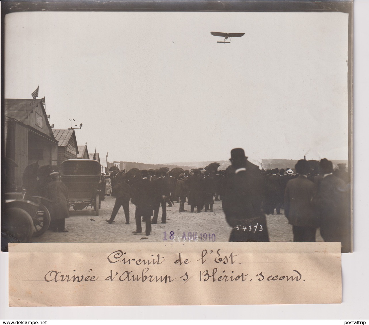 Issy-les-Moulineaux CIRCUIT DE L'EST ARRIVÉE D'AUBRUN DUR BLERIOT SECOND 18*13CM Maurice-Louis BRANGER PARÍS (1874-1950) - Aviación