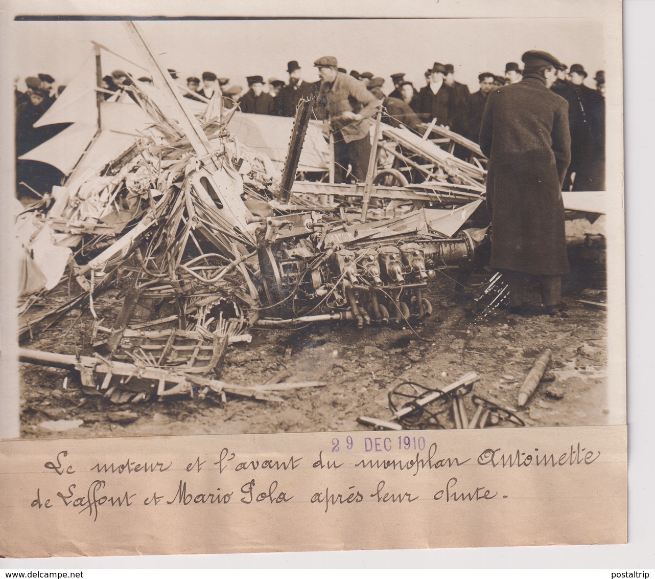 LE MONTEUR AVANT MONOPLAN ANTOINETTE LAFFONT MARIO POLA APRES LEUR CHUTE 18*13CM Maurice-Louis BRANGER PARÍS (1874-1950) - Aviación