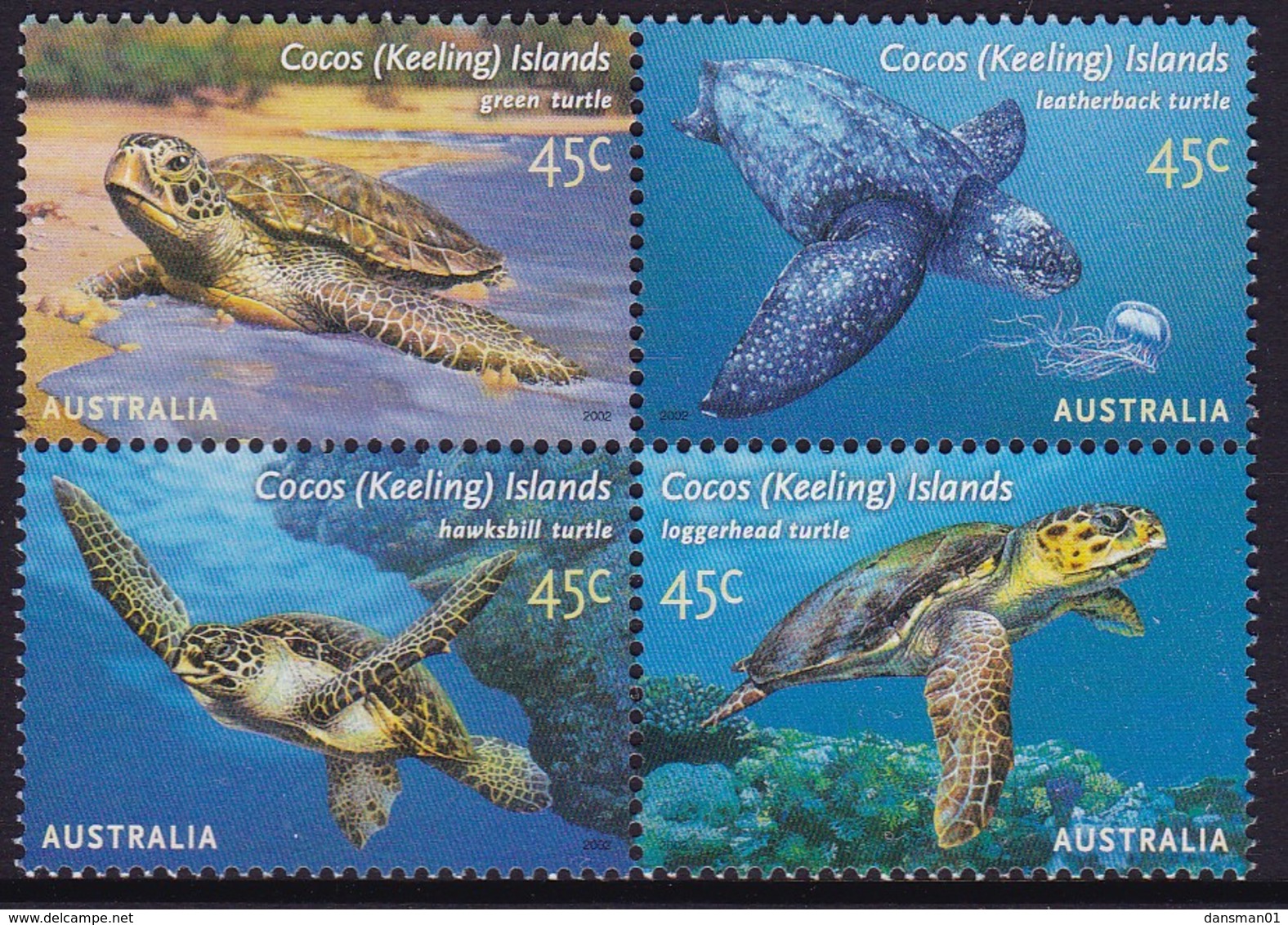 Cocos Keeling Islands 2002 Turtles Sc 336 Mint Never Hinged - Kokosinseln (Keeling Islands)