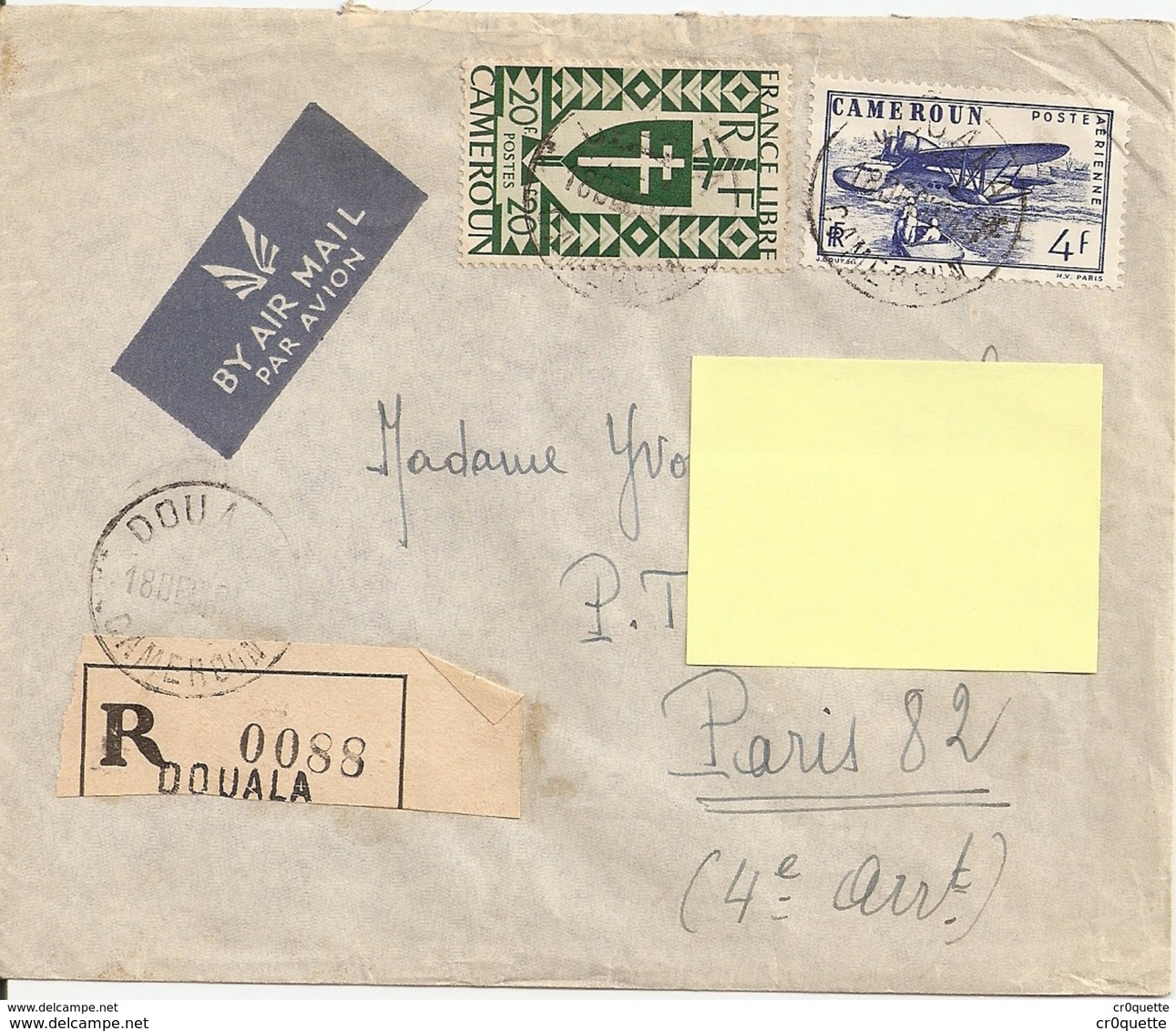 CAMEROUN DOUALA 1945 - ENVELOPPE TIMBREE Pour FRANCE - Briefe U. Dokumente