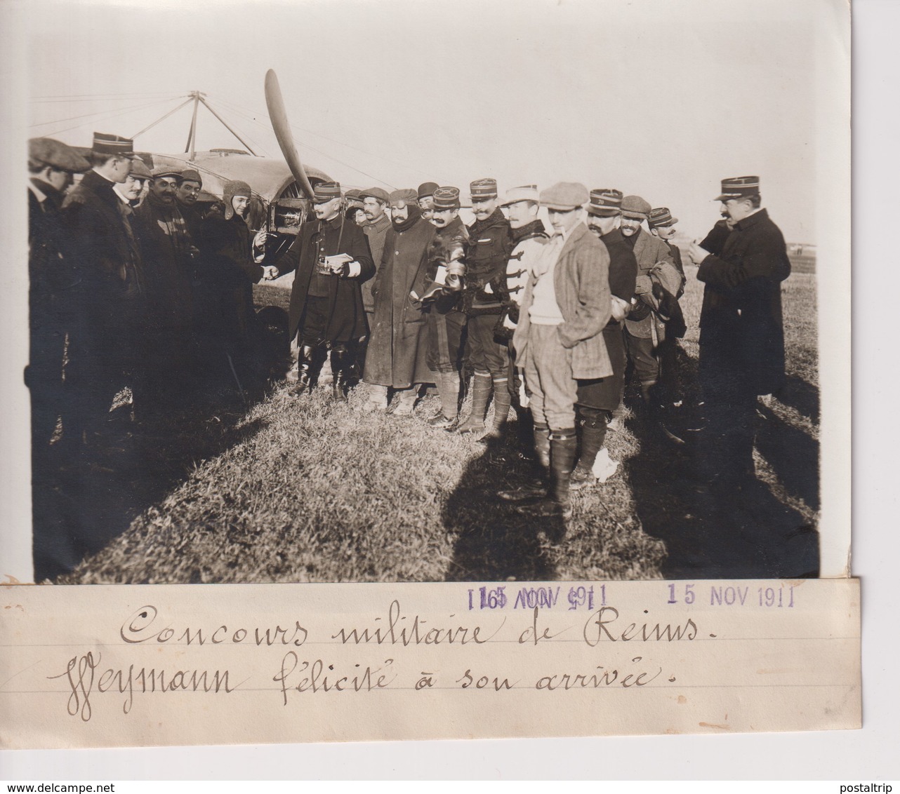 CONCOURS MILITAIRE DE REIMS WEYMANN FELICITE ARRIVÉE  18*13CM Maurice-Louis BRANGER PARÍS (1874-1950) - Aviación