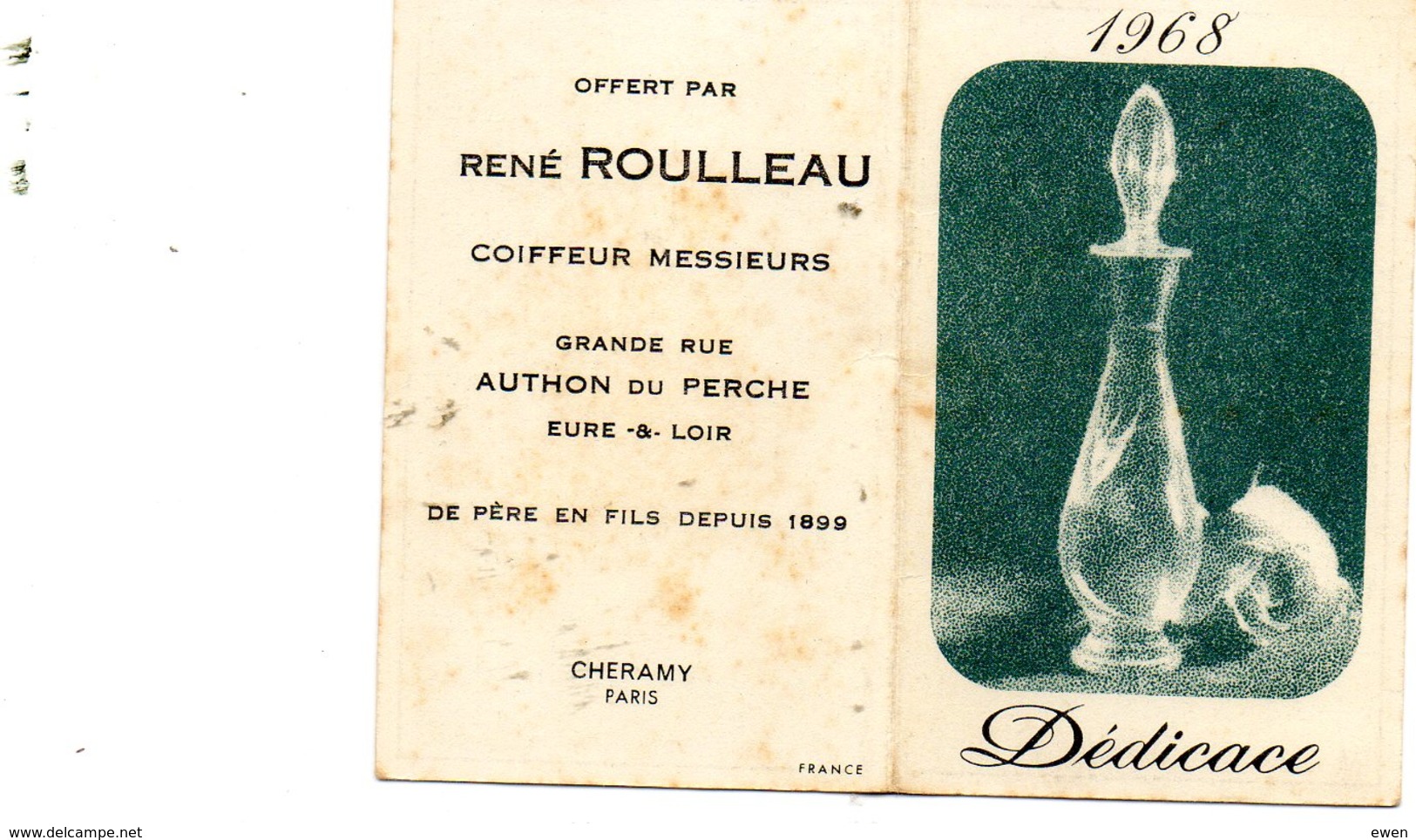 Ancien Calendrier De Poche Parfumé 1968. Dédicace De Cheramy Paris. - Tamaño Pequeño : 1961-70