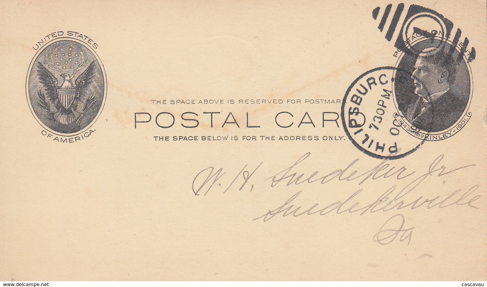 Carte  Entier  Postal   U.S.A    MAC  KINLEY   PHILIPSBURG    1907 - 1901-20