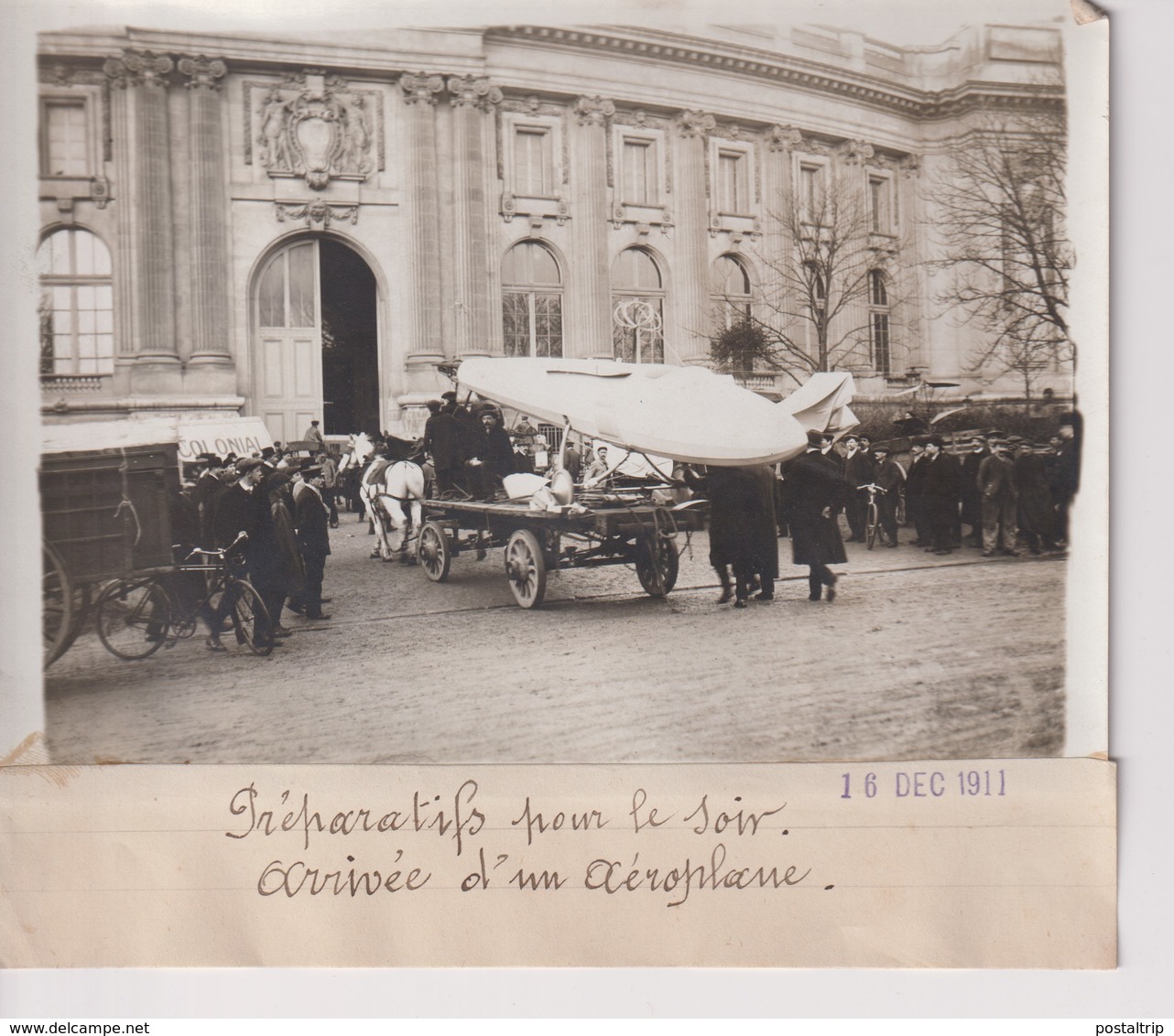 PRÉPARATIFS 1911 ARRIVÉE D'UN AÉROPLANE AVIATEUR 18*13CM Maurice-Louis BRANGER PARÍS (1874-1950) - Aviación