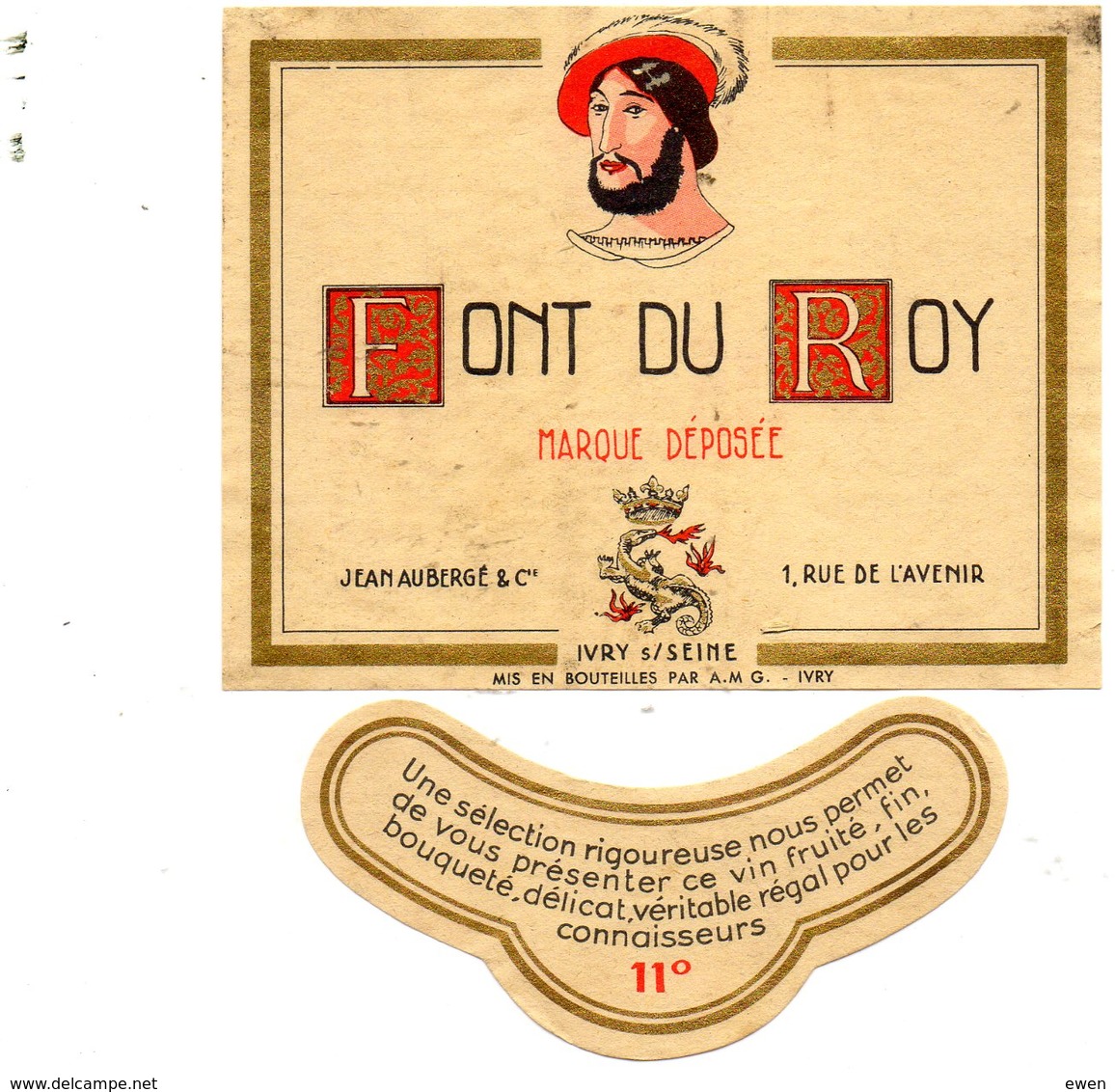 Etiquette De Vin Font Du Roy Années 50. - Côtes Du Rhône