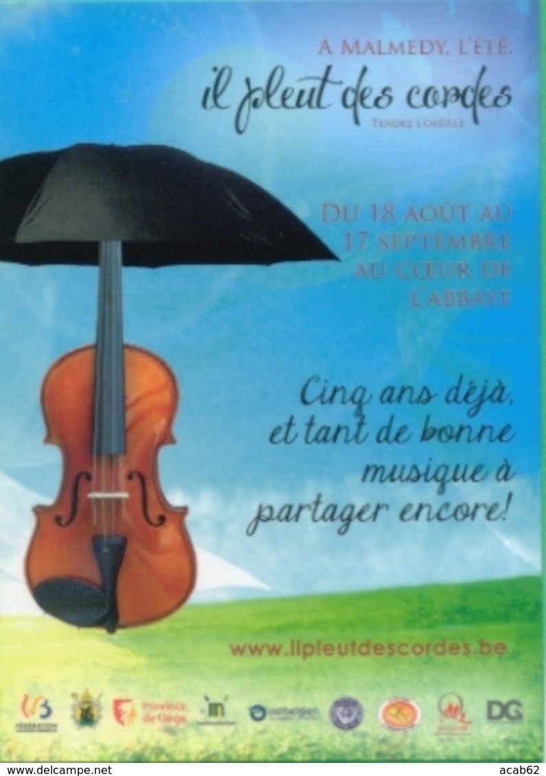 Belgique Carte Postale Publicitaire : Il Pleut Des Cordes,  Guitare, Parapluie - Musique Et Musiciens