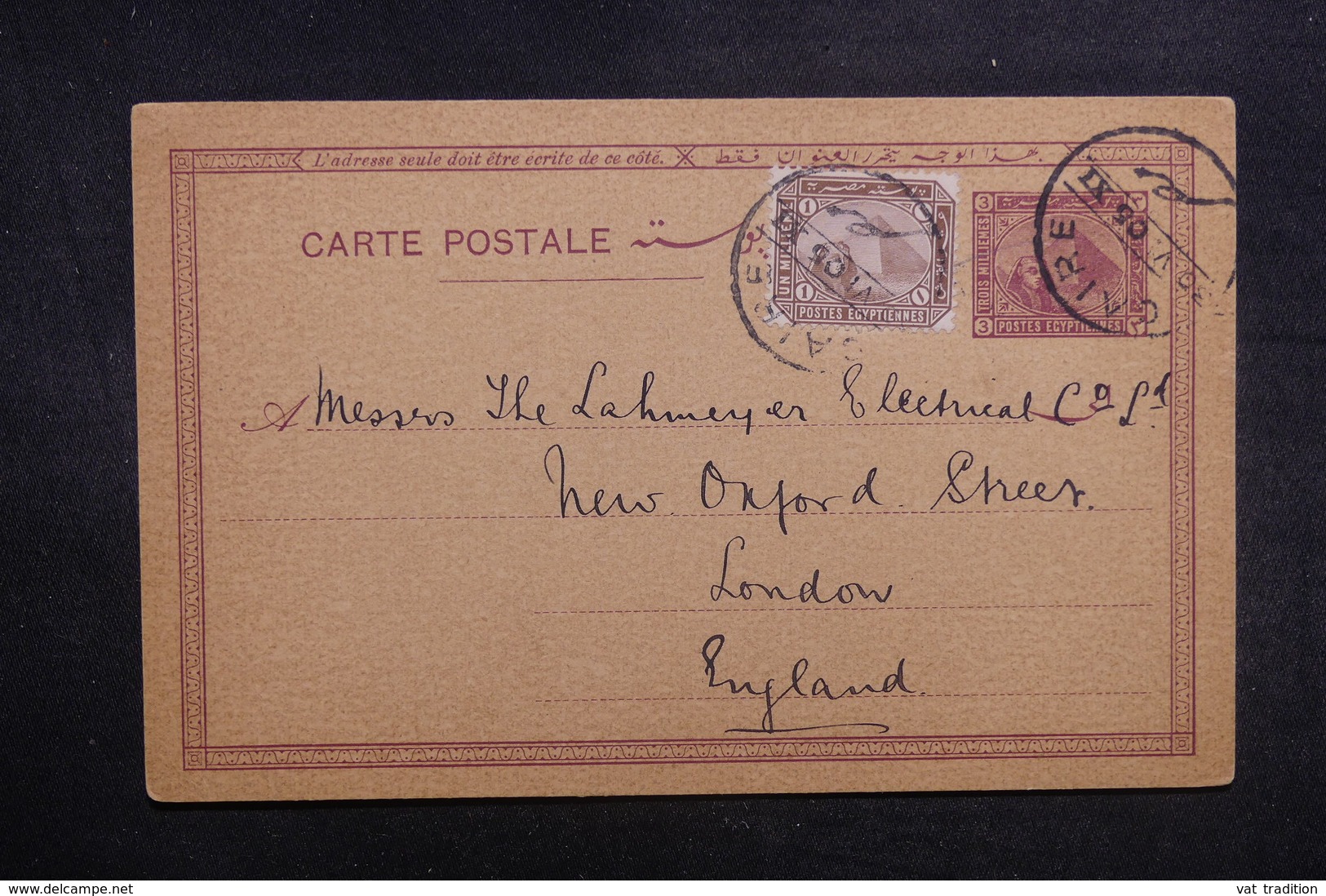 EGYPTE - Entier Postal + Complément Du Caire Pour Londres En 1905 - L 39369 - 1866-1914 Khédivat D'Égypte