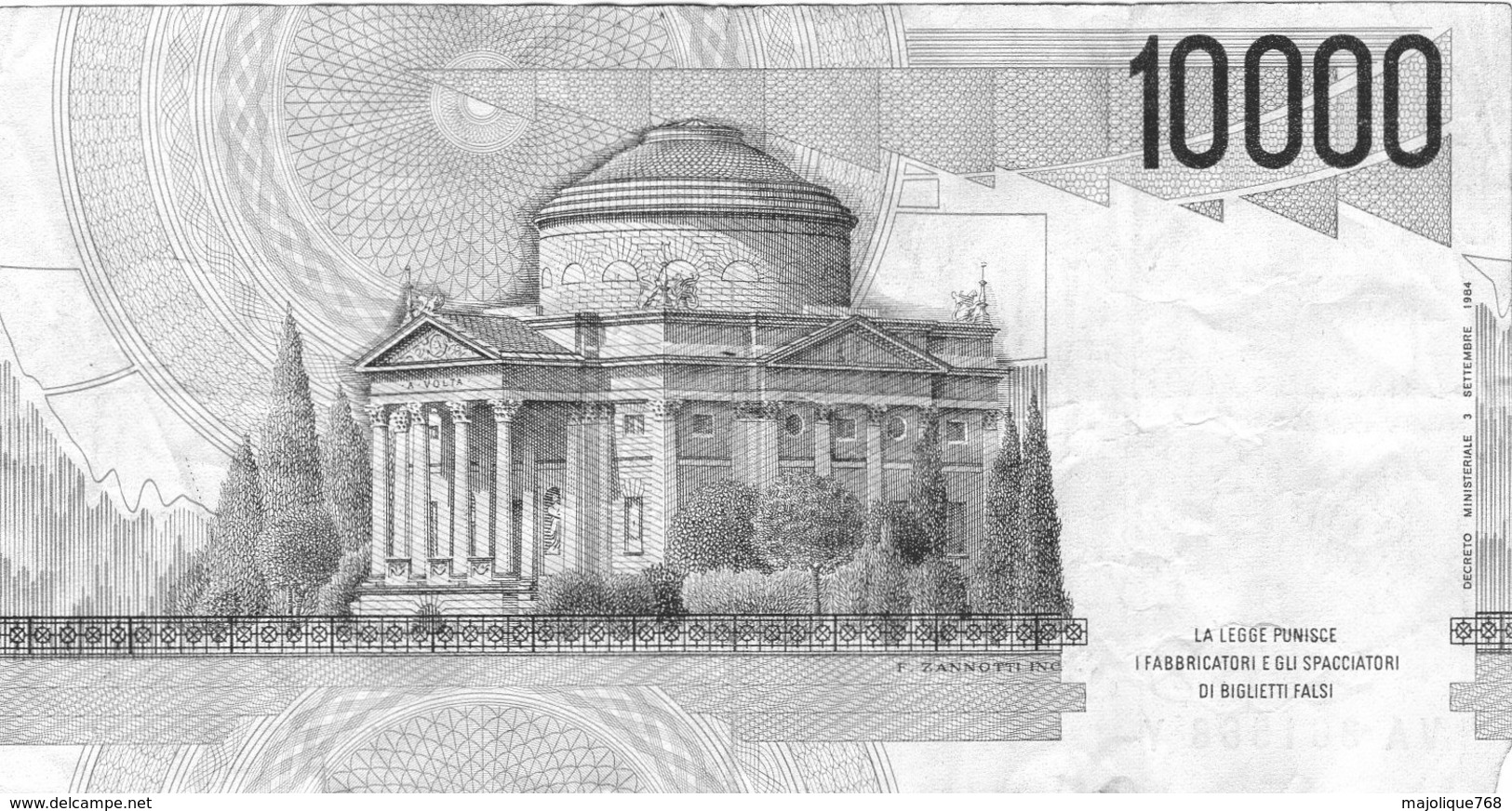 Billet De L’Italie De 10.000 Lire Le 3 Septembre 1984 En T T B Signature Ciampi - 10000 Lire