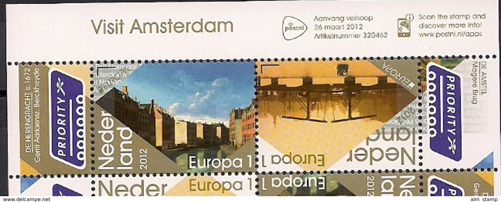 2012 Niederlande Nederland  Mi. 2956-7**MNH Besucht Amsterdam; Europa: Grachtenhois - 2012