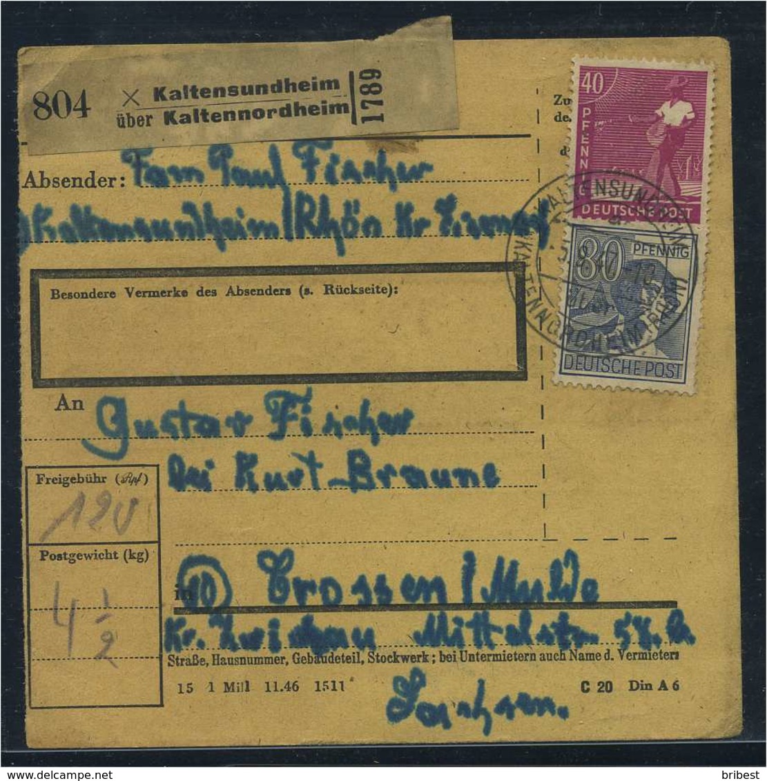 PAKETKARTE 1947 Nr 954 Siehe Beschreibung (115382) - Sonstige & Ohne Zuordnung