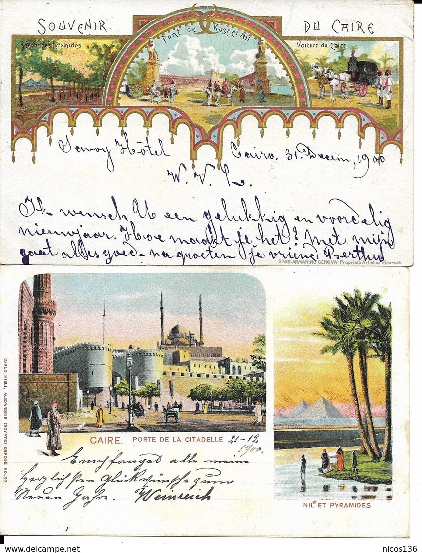 EGYPTE  LE  CAIRE  3 BELLES CARTES     ECRITE 1900 - Le Caire