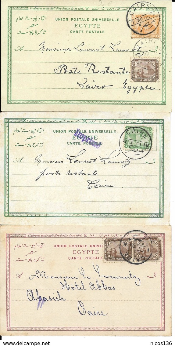 EGYPTE  LE  CAIRE  3 BELLES CARTES     ECRITE 1900 - Le Caire