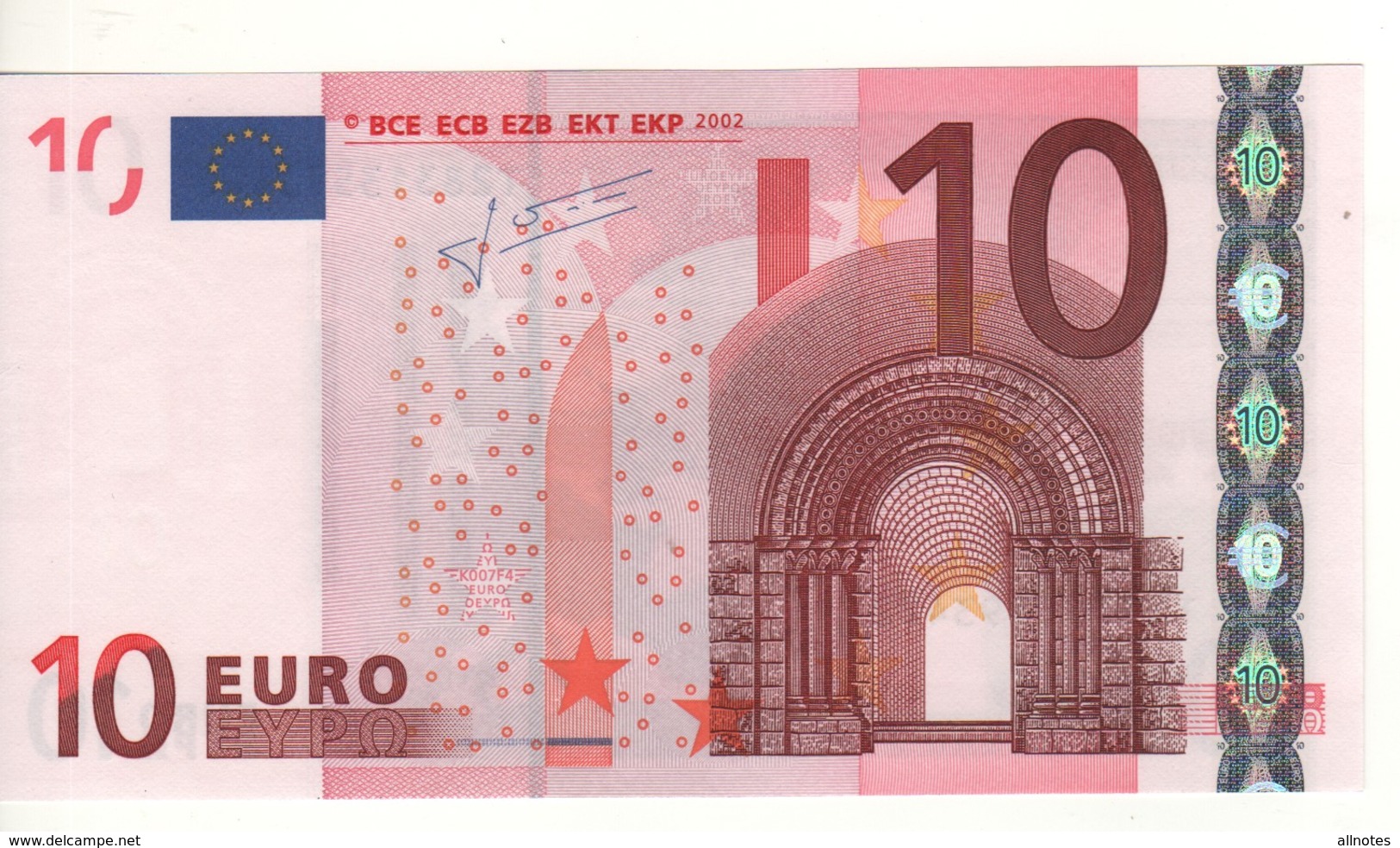 10 EURO  "T" Irlanda    Firma Trichet     K 007 F4 /  FDS - UNC - 10 Euro
