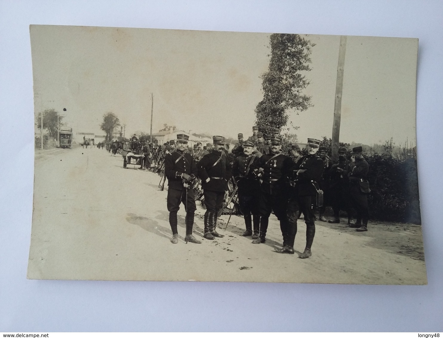 CPA  Photo 1912  Rassemblements De Militaires Avec Le Bus Et Les Chevaux - Personajes