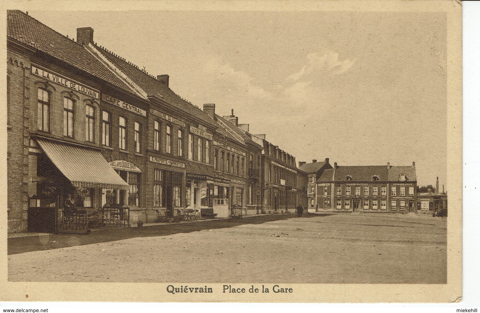 QUIEVRAIN-PLACE DE LA GARE-HOTEL A LA VILLE DE LOUVAIN-CAFE CENTRAL DUQUESNOY-BRASSERIE PAUPORTE-PARMENTIER - Quiévrain