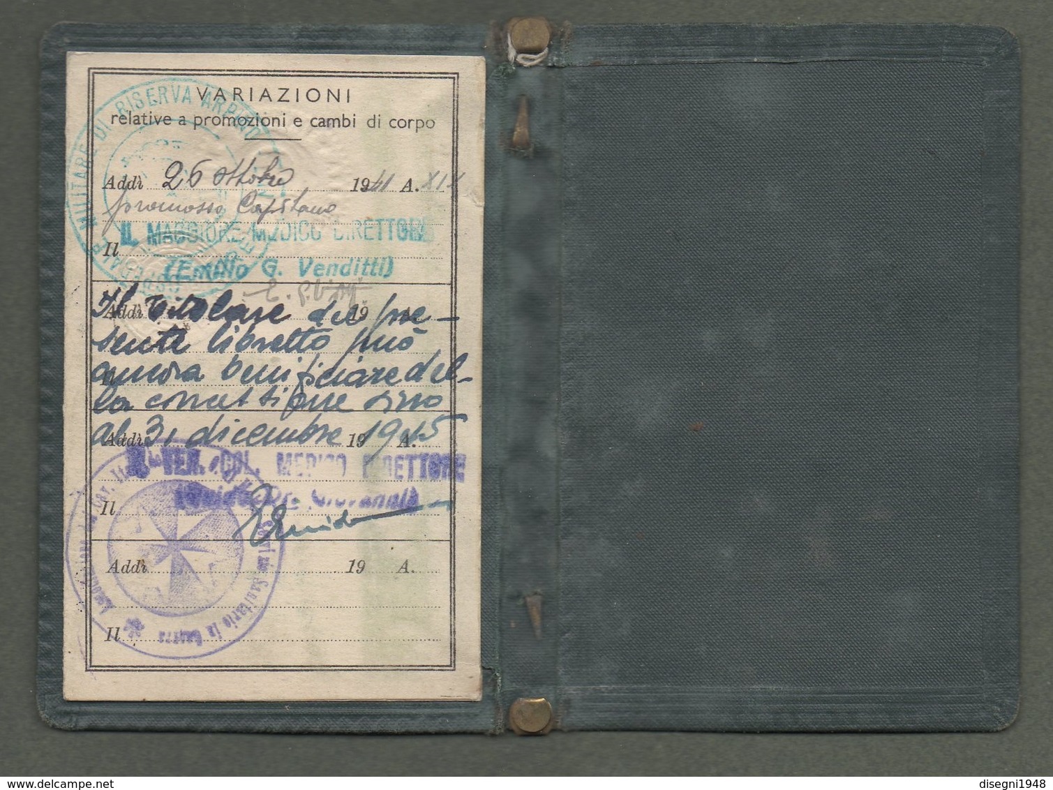 08512 "LIBRETTO N° 97991 - MINISTERO DELLA GUERRA (TRASPORTI MILITARI) - 1941 - XIX" ORIG. - Other & Unclassified
