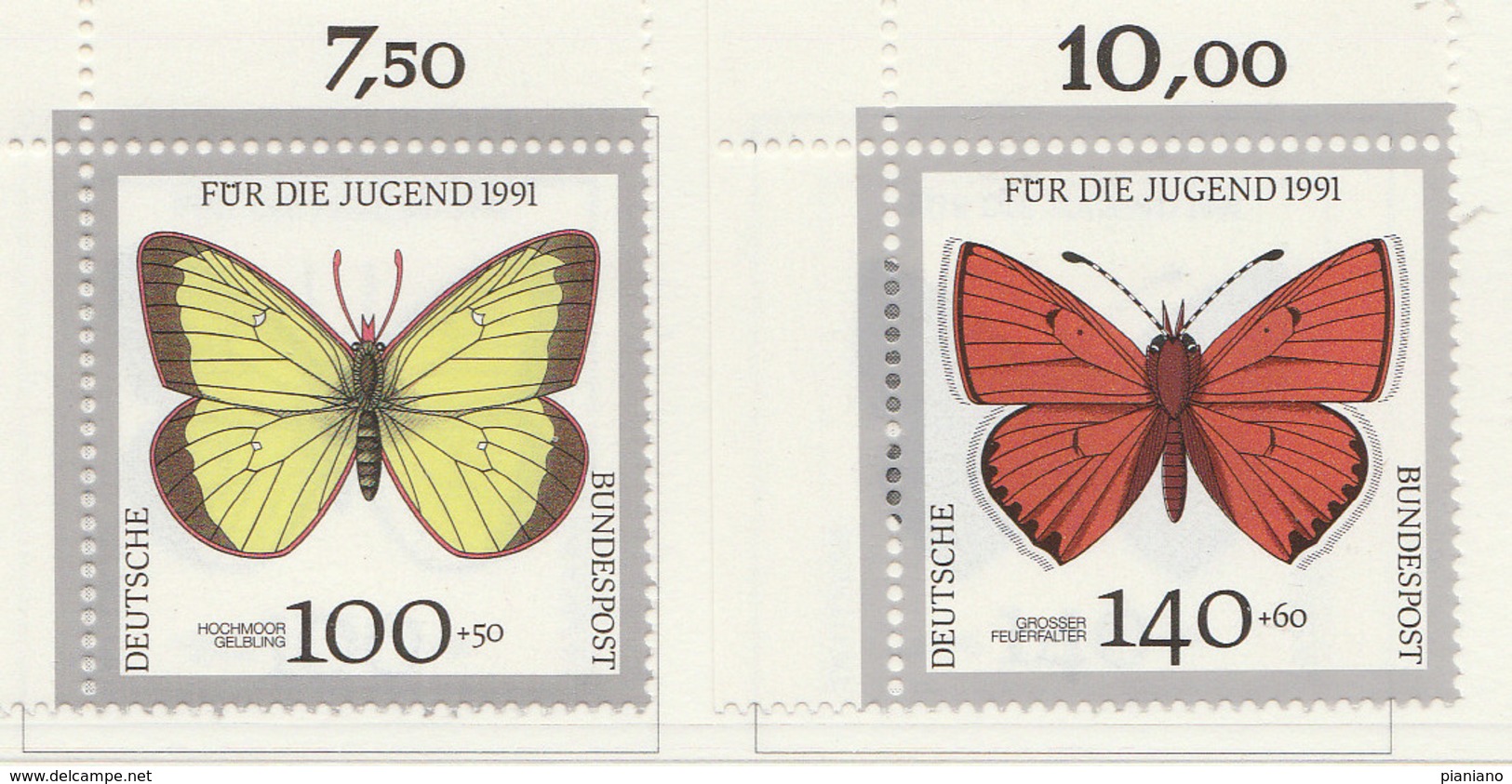 PIA - GERMANIA  - 1991  : A Favore Della Gioventù - Farfalle   -  (Yv  1344-51) - Butterflies