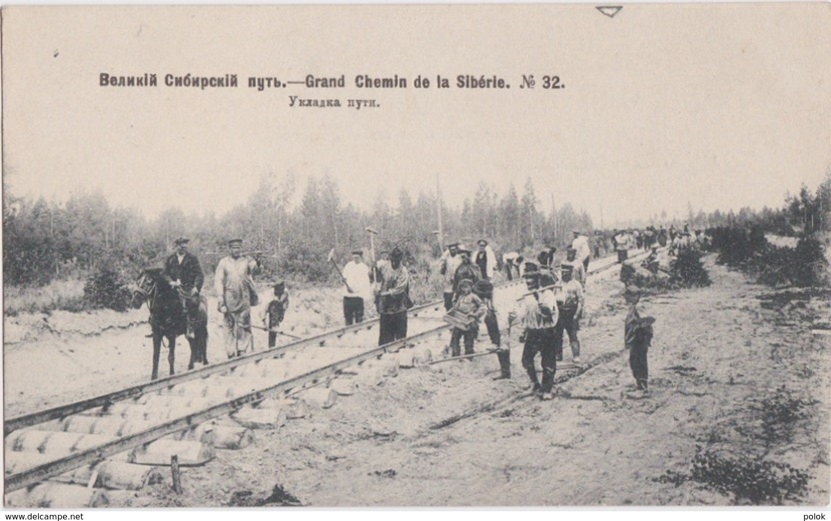 Bw - Cpa Russie - Grand Chemin De La Sibérie (pose Des Rails Du Chemin De Fer) - Russia