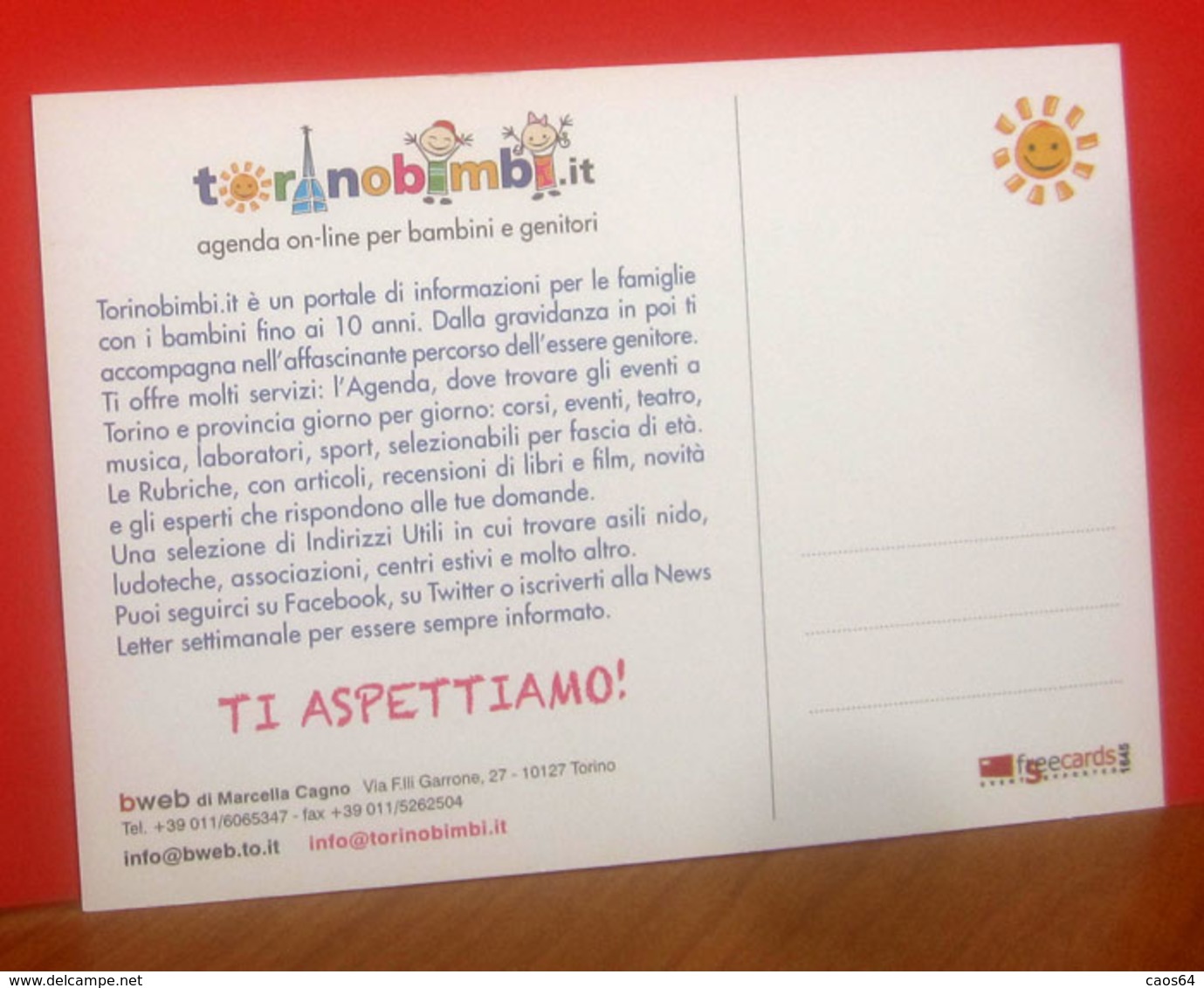 Torino Bimbi CARTOLINA  Pubblicità Freecards 1645 - Pubblicitari