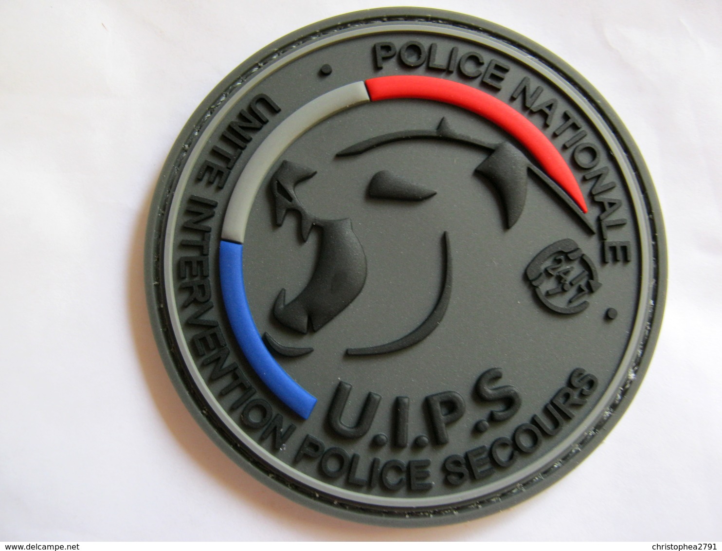 ECUSSON EN PVC DE LA POLICE NATIONALE UIPS UNITE INTERVENTION POLICE SECOURS SUR VELCROS ETAT EXCELLENT - Police & Gendarmerie