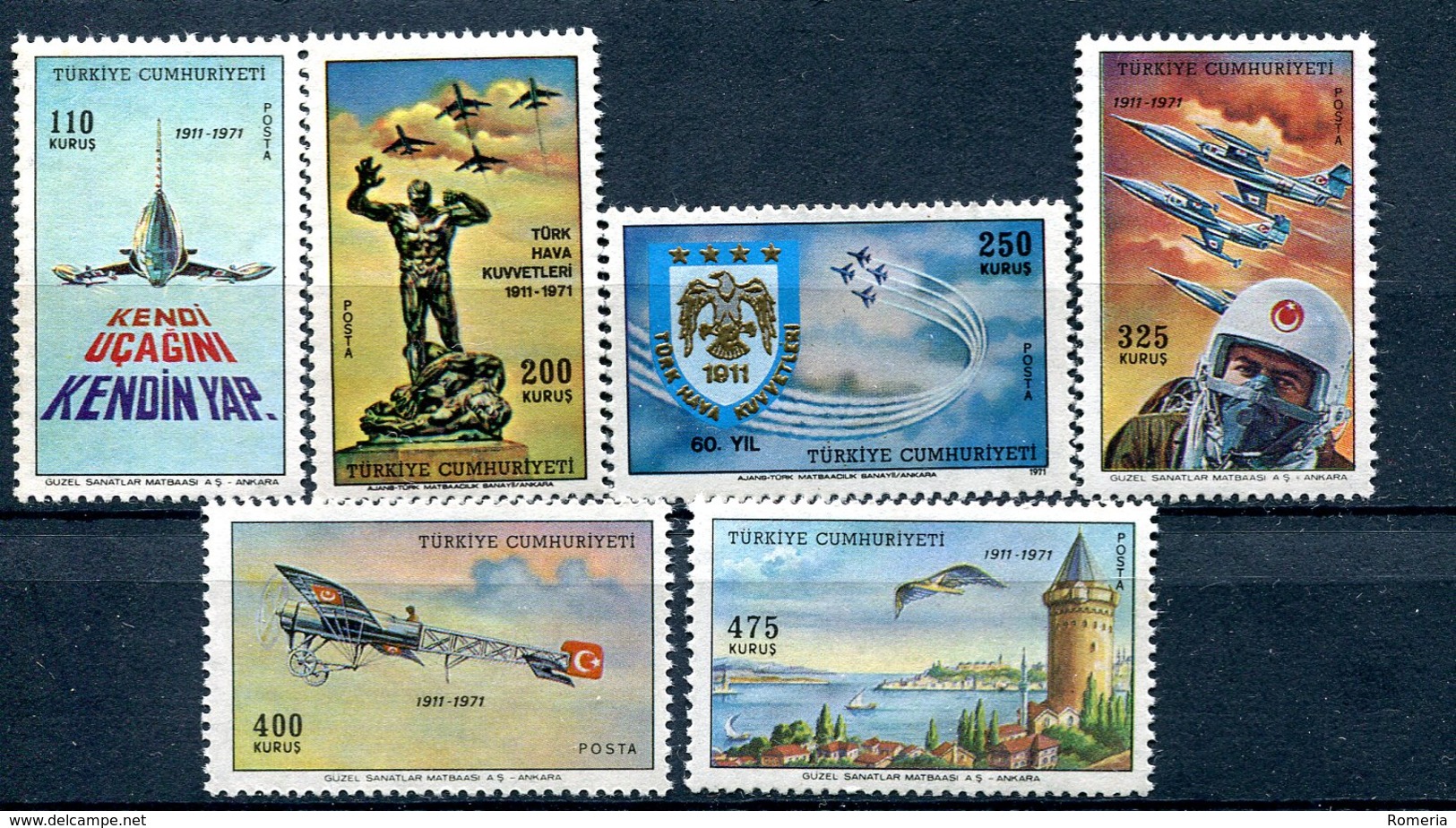 Turquie - 1971 - Yt 1988/1993 - Avions - ** - Nuovi