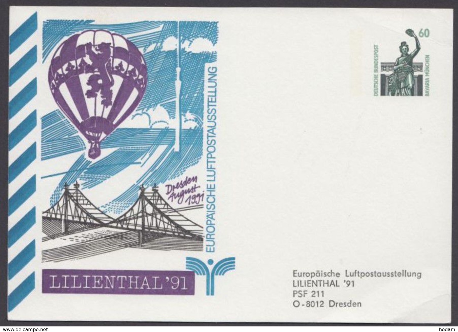 Mi-Nr. PP 152y C2/06b, "Lilienthal 91", Gedr. Anschrift, Ungebraucht Nicht Häufig, * - Private Postcards - Mint