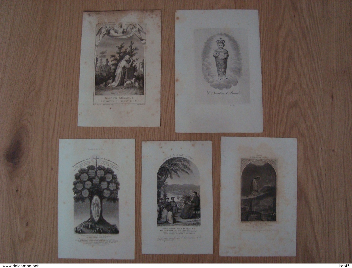 LOT DE 5 IMAGES RELIGIEUSES ANCIENNES SAINTE SOLANGE CACHET DE LA SAINTE ENFANCE - Santini