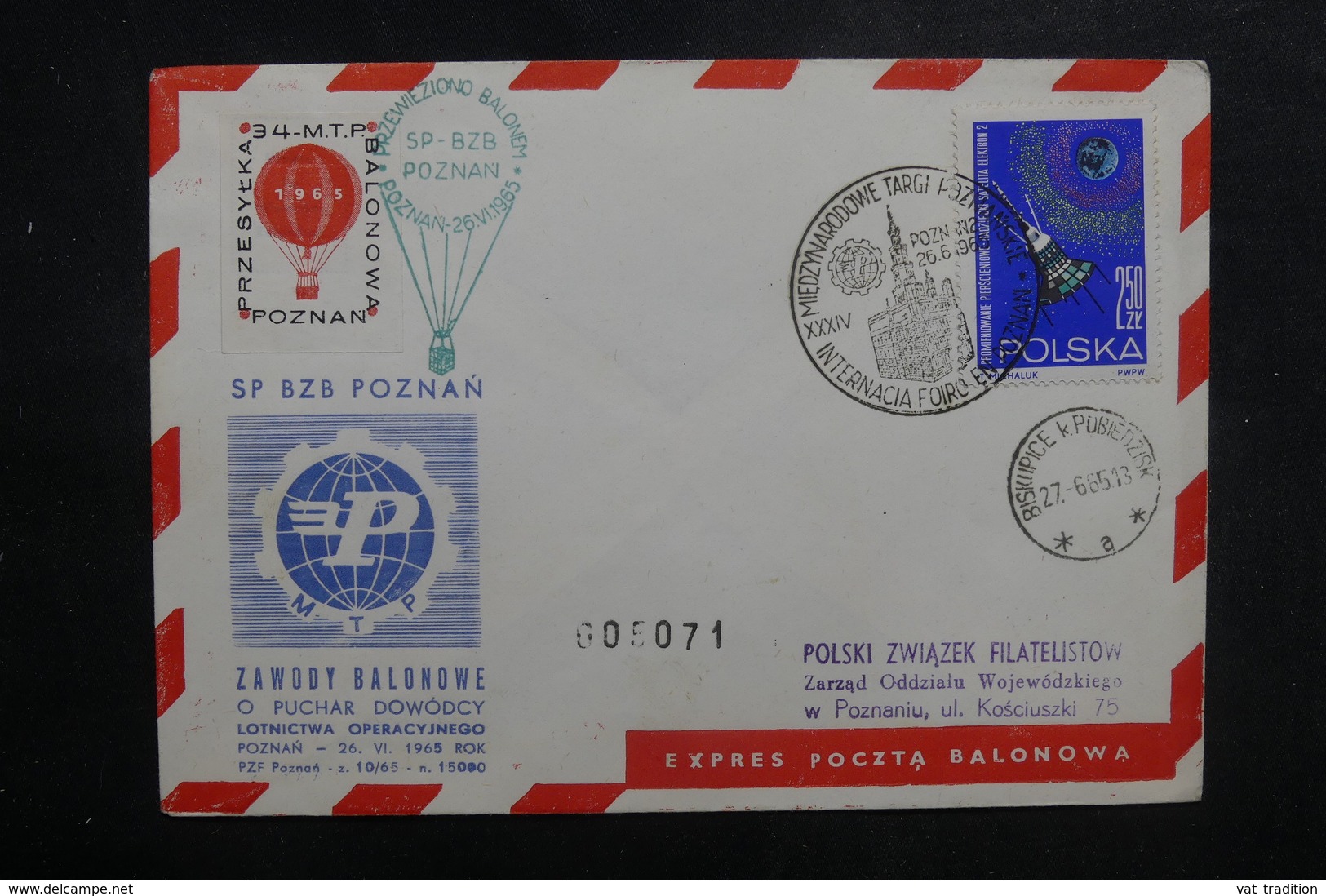 POLOGNE - Enveloppe Par Ballon En 1965 , Cachet, Affranchissement Et Vignette Plaisants - L 39450 - Covers & Documents