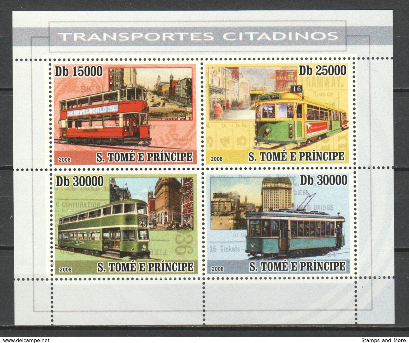 Sao Tome E Principe 2008 Kleinbogen Mi 3571-3574 MNH TRAMS - STRASSENBAHNEN - Tramways