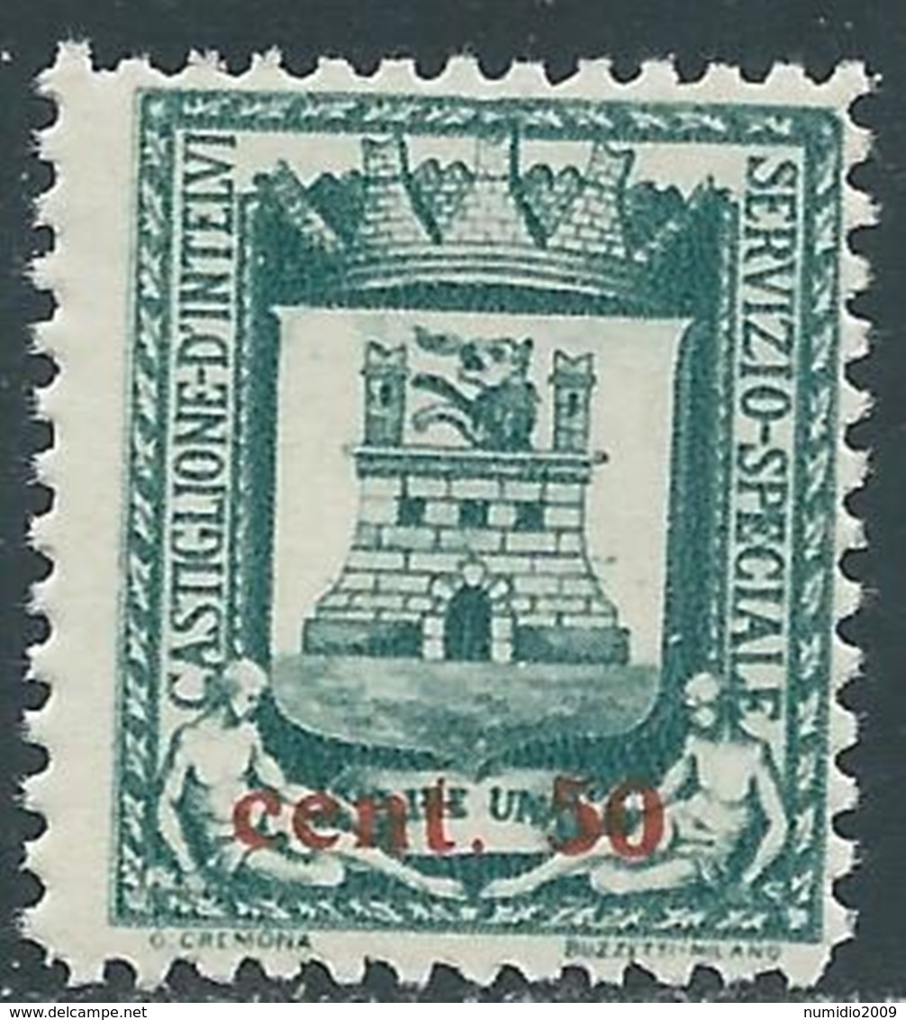 1945 EMISSIONI LOCALI CASTIGLIONE INTELVI STEMMA 50 CENT SU 1 LIRA MNH ** UR33-8 - Emissions Locales/autonomes