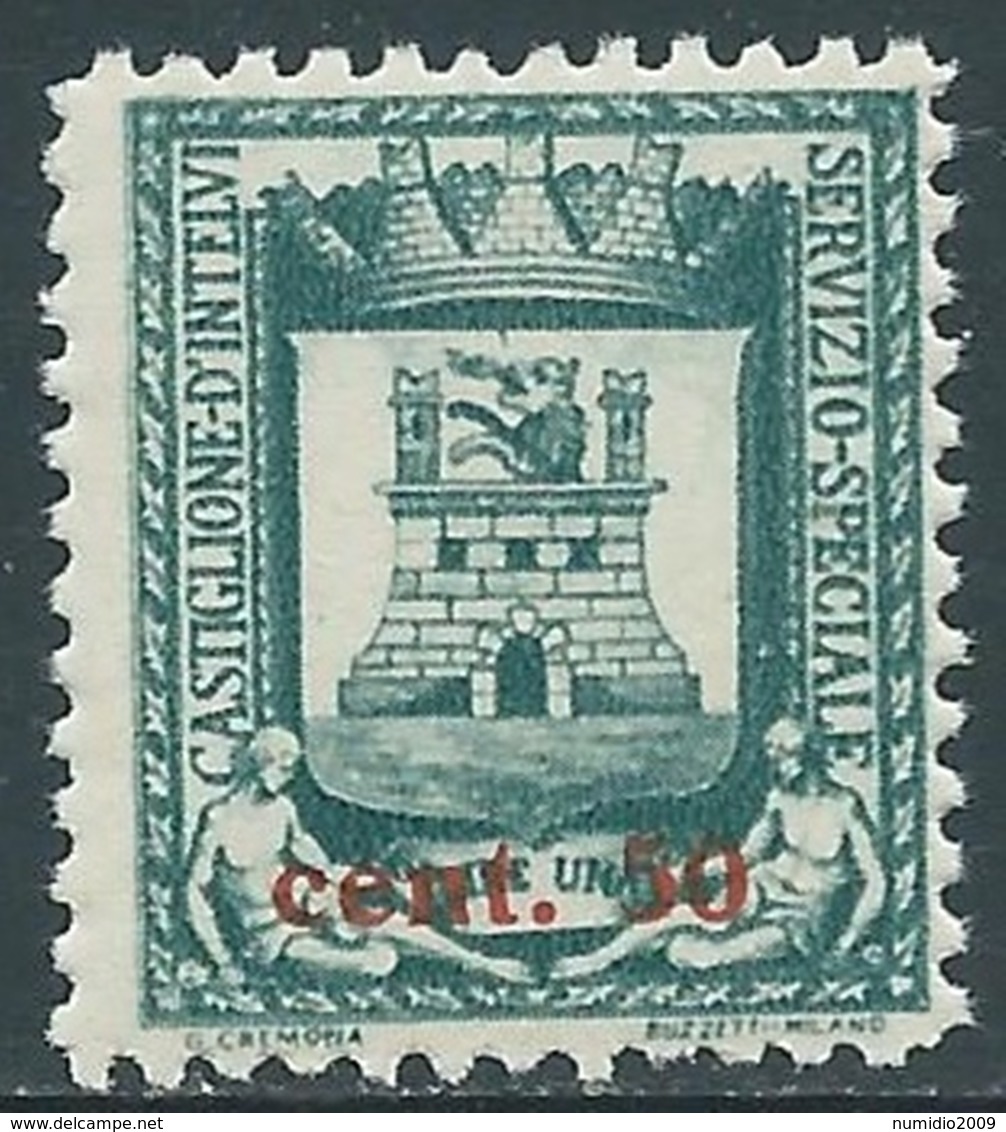 1945 EMISSIONI LOCALI CASTIGLIONE INTELVI STEMMA 50 CENT SU 1 LIRA MNH ** UR33-9 - Emissions Locales/autonomes