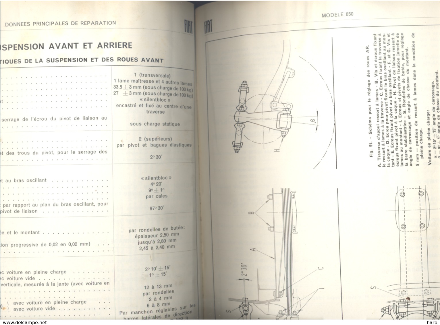 Livre Technique Pour Garage " FIAT Données Principales De Réparation " 1966 , Automobile, Oldtimer,... (n258) - Auto