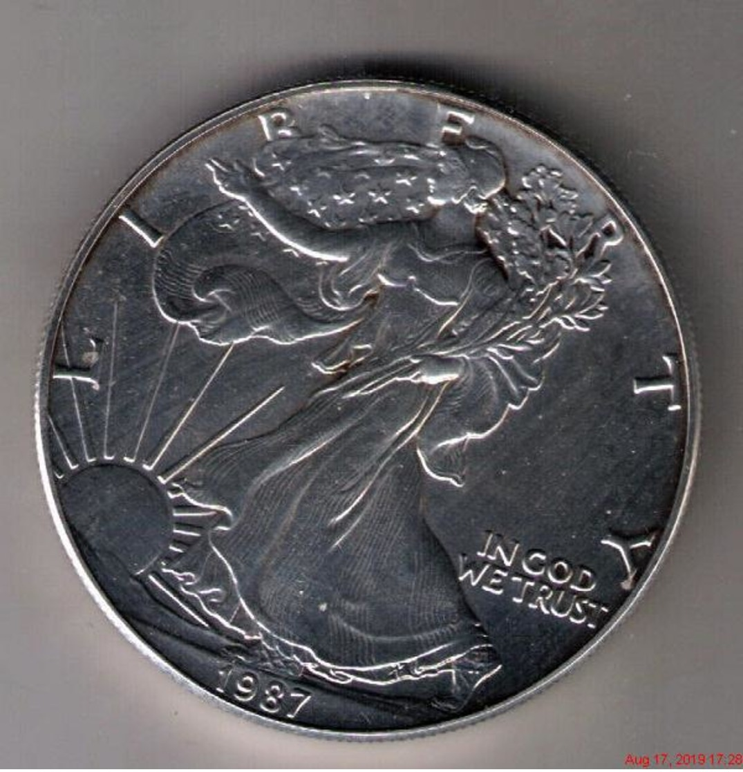 1 Münze USA 1 Dollar 1 OZ FINE SILVER/Silber 1987 - Sammlungen