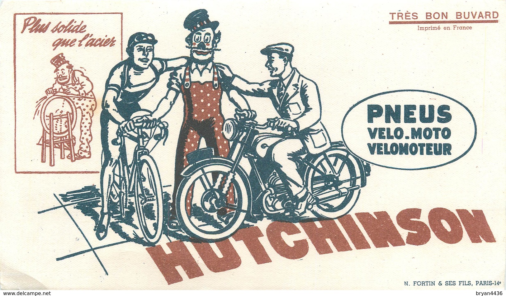 VELO - CYCLISME - MOTO - BUVARD ANCIEN ILLUSTRE- HUTCHINSON - Sport