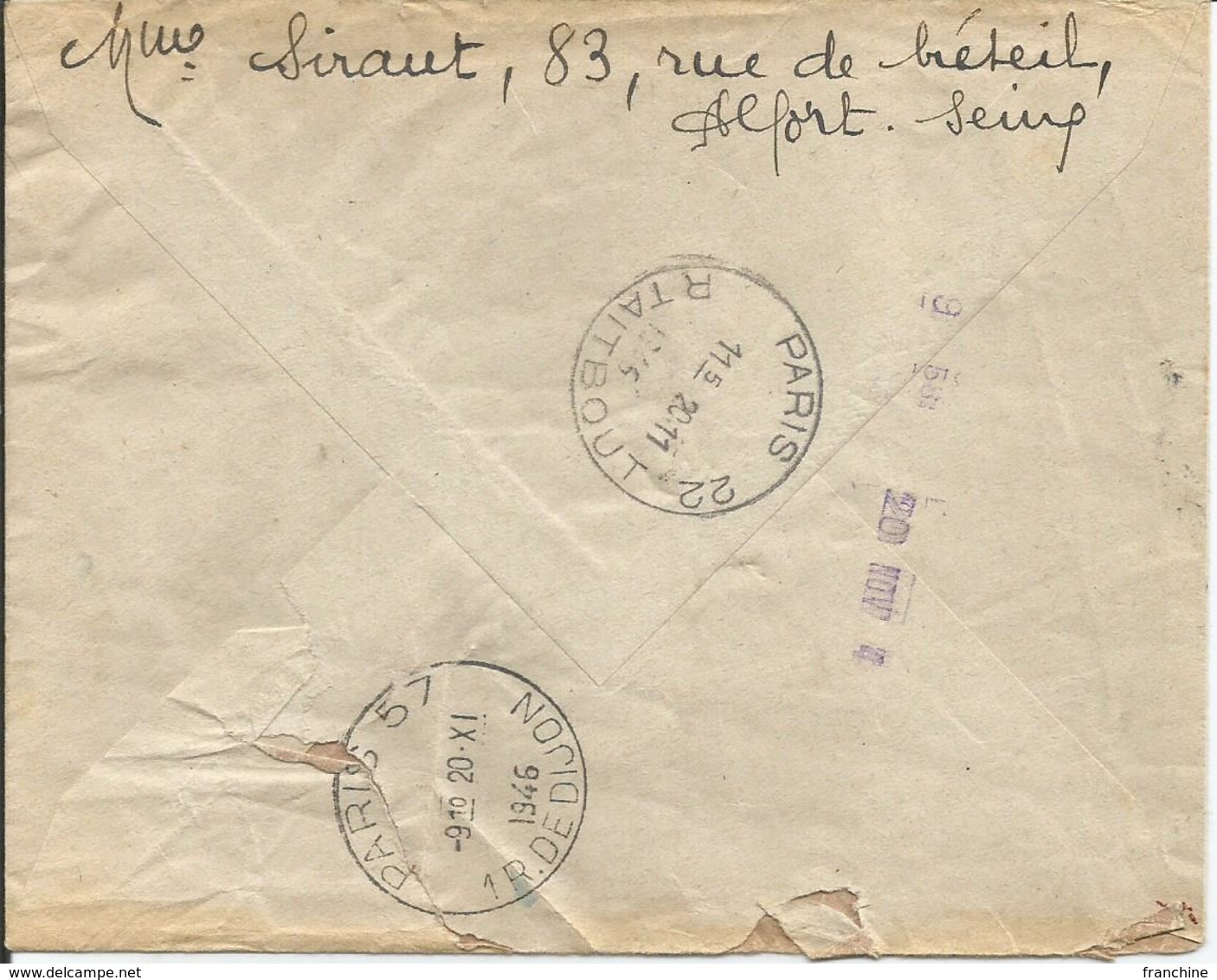 1946 - N° 762 Oblitéré Seul Sur Lettre  PNEUMATIQUE  - St MAURICE - Lettres & Documents