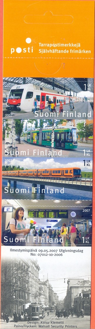 Finland - 2007 - Public Transport - Mint Self-adhesive Stamp Booklet Trai Bus Tram - Carnets