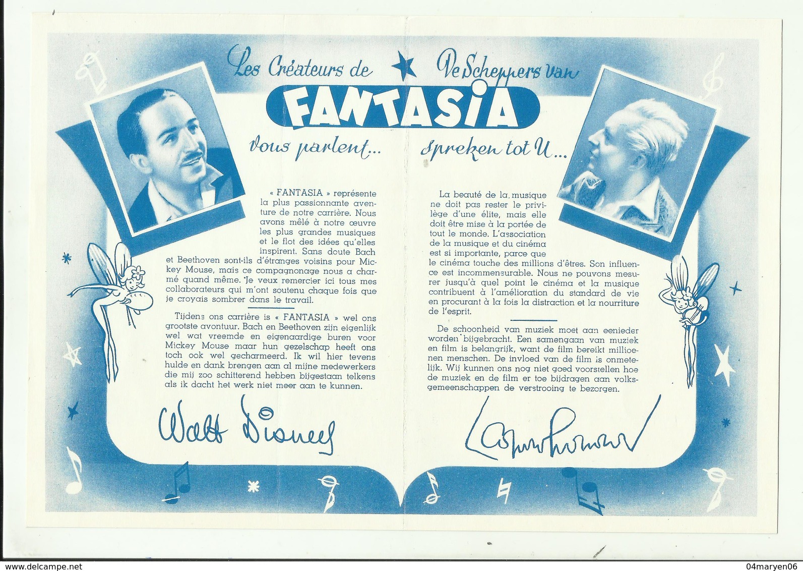 -**WALT  DISNEY  Présente  ""  FANTASIA  "" - Publicité Cinématographique