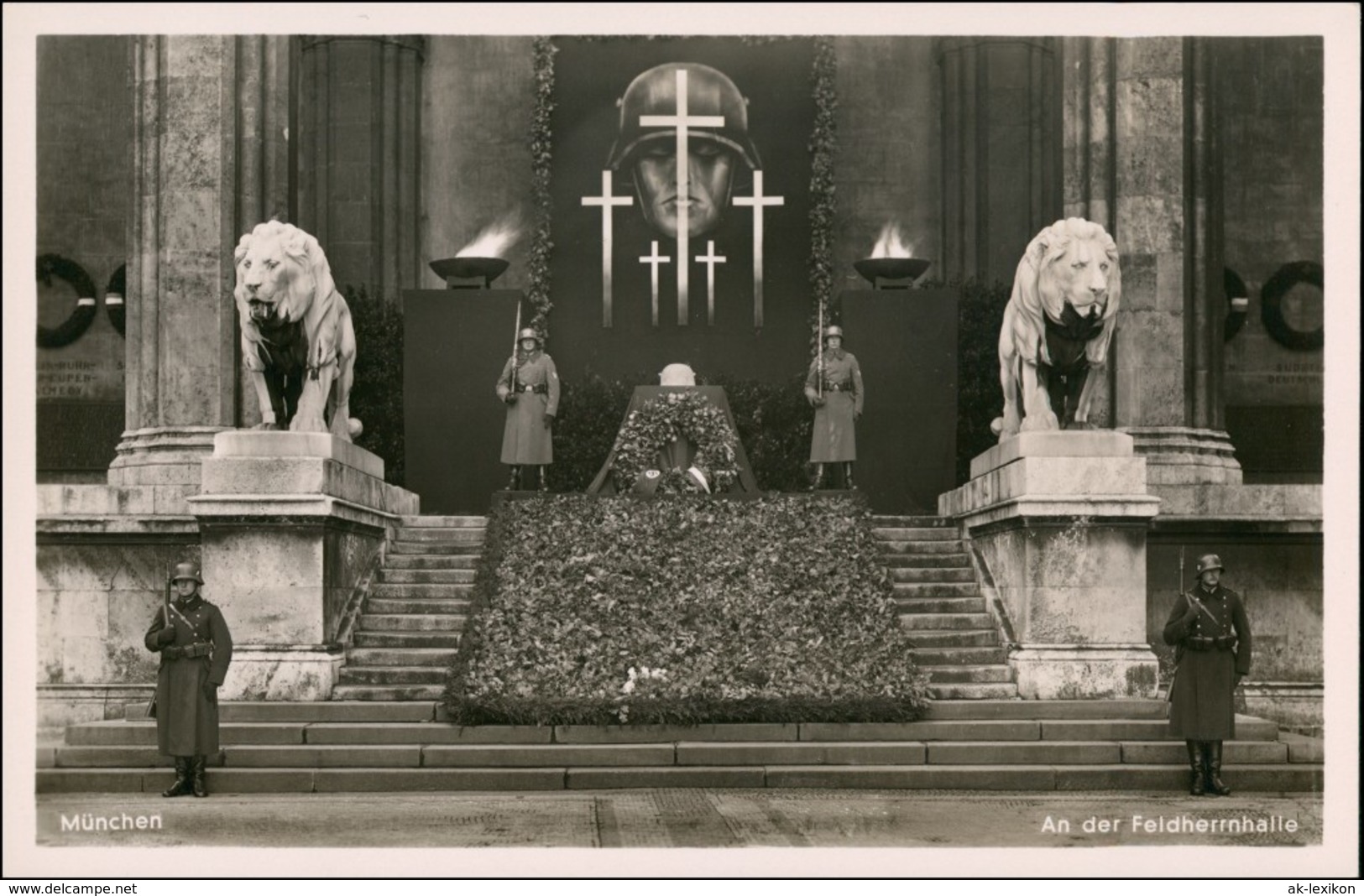 München Feldherrnhalle Soldaten Propaganda Soldat-Porträt 1938 Privatfoto - Muenchen