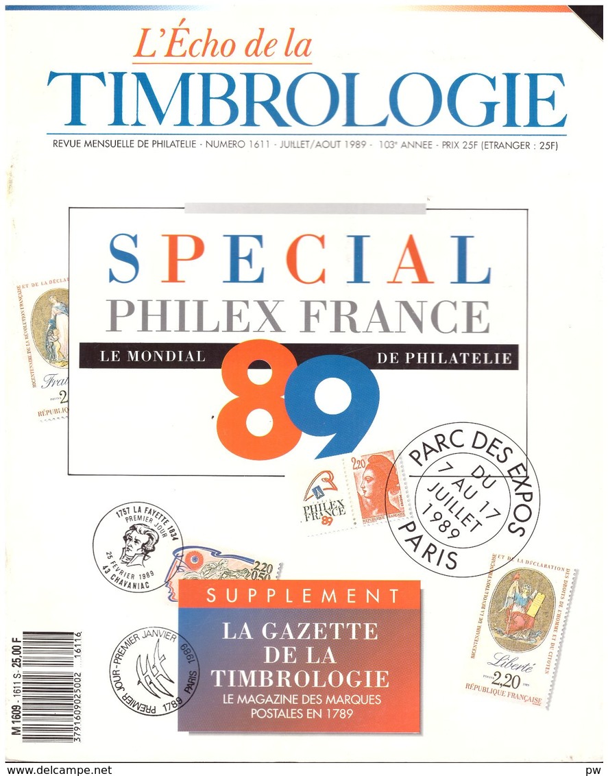 REVUE L'ECHO DE LA TIMBROLOGIE N°1611 De Juillet-Août 1989 - Français (àpd. 1941)