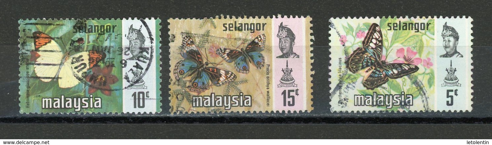 MALAYSIA - SELANGOR (GB) : PAPILLONS N° Yvert 95+97+98 Obli. - Selangor