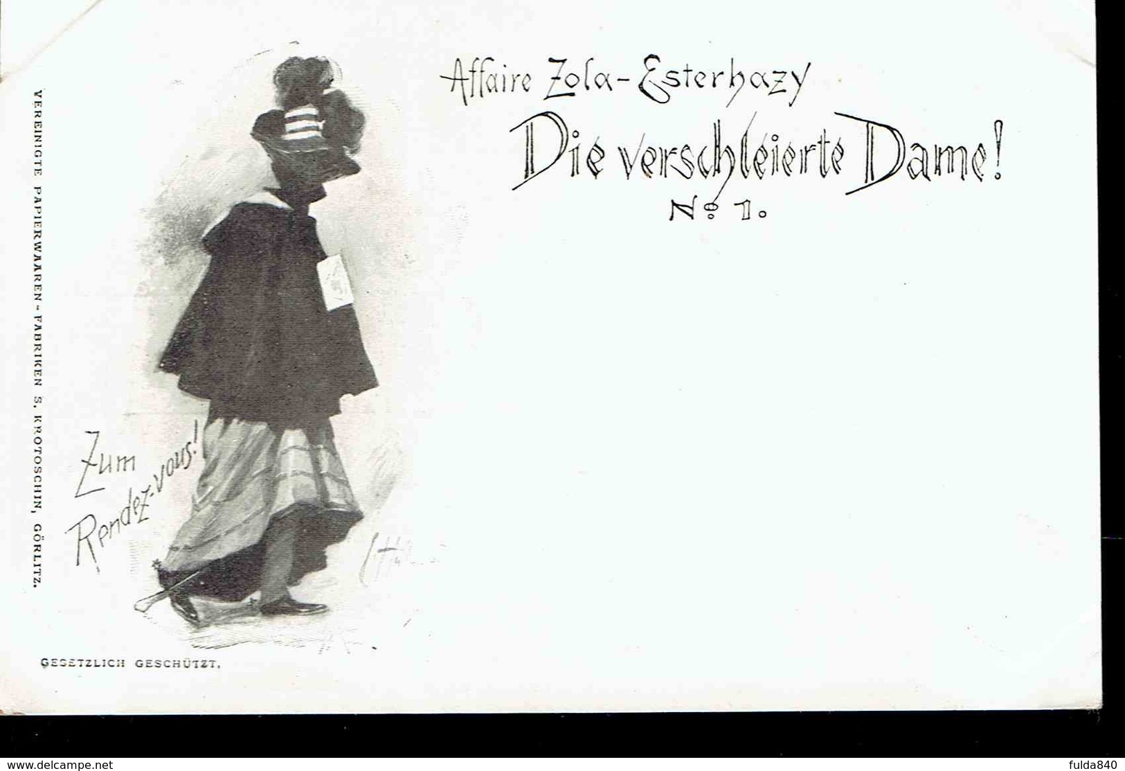 CPA.  AFFAIRE ZOLA-ESTERHAZY.  N°1-LA DAME VOILEE / DIE VERSCHLEITE DAME.  1898.. - Autres & Non Classés