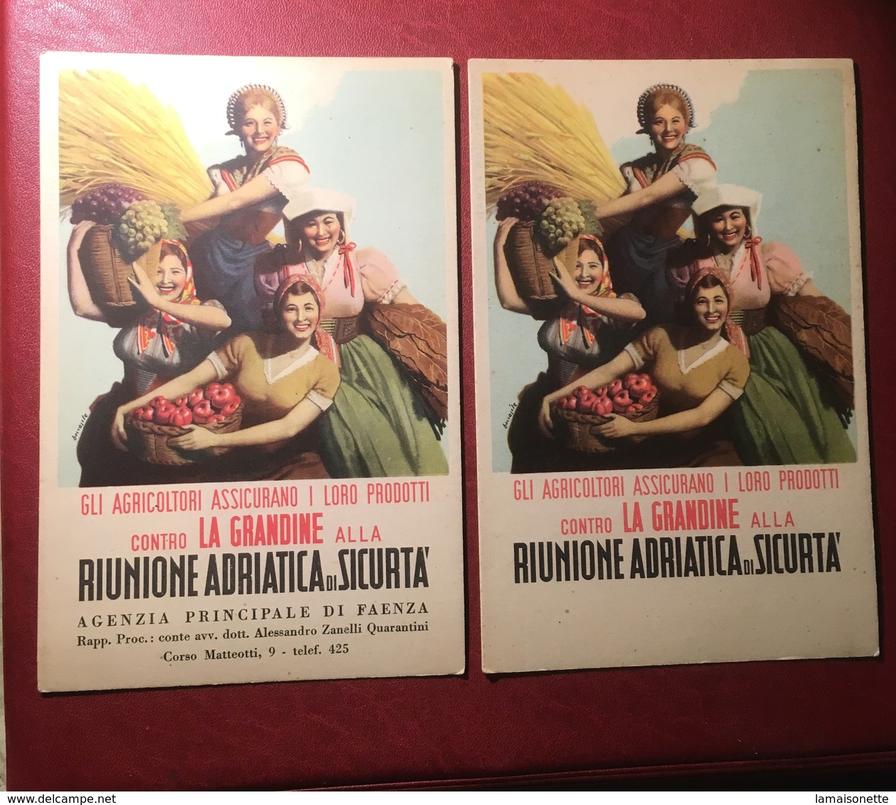 Boccasile  Riunione Adriatica Sicurta 2 Carta Assorbente Anni 30/40 - Agricultura