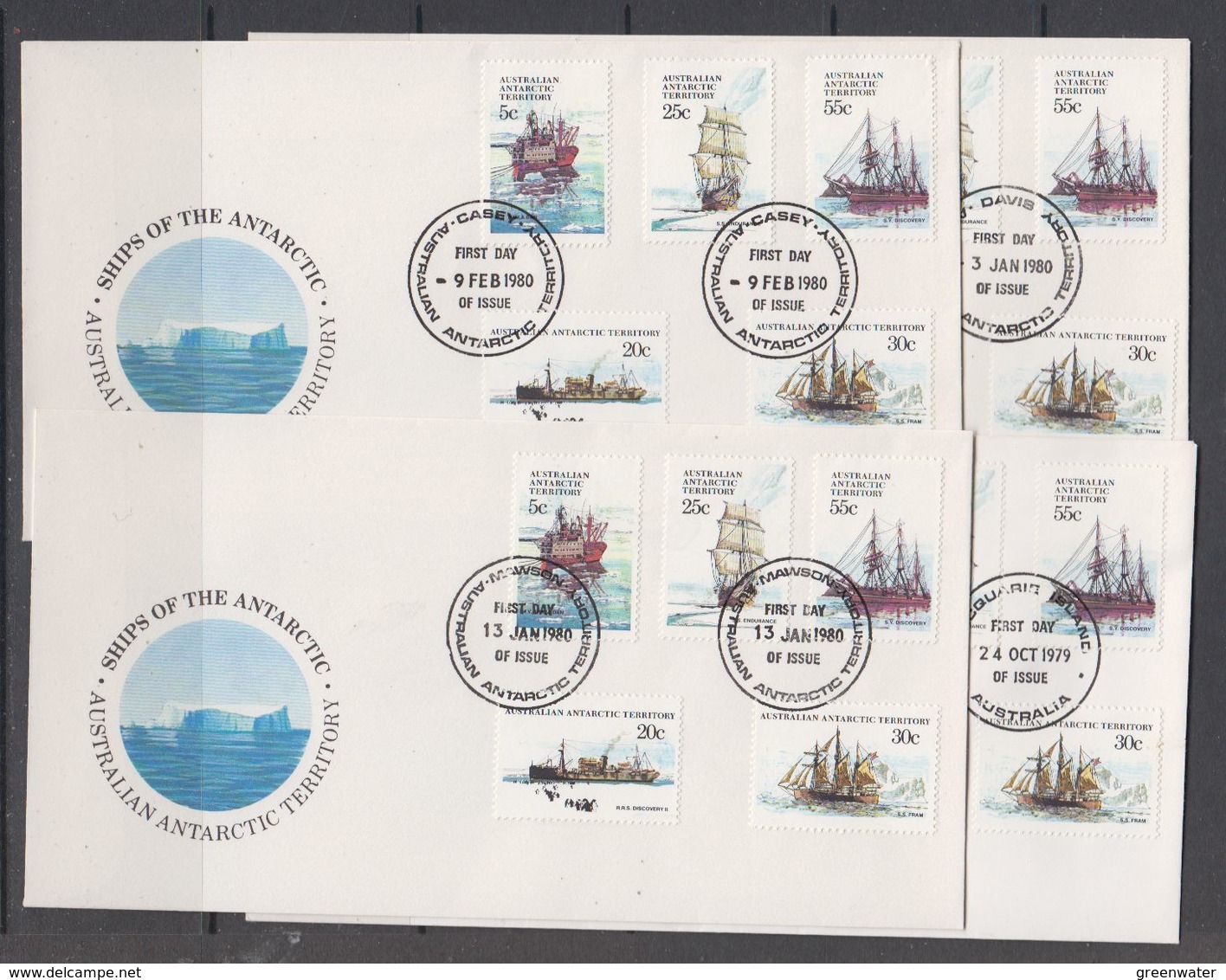 AAT 1979/1980 Ships Of The Antarctic 5v 4 FDC (Casey, Mawson, Davis, Macquarie) (44229) - FDC