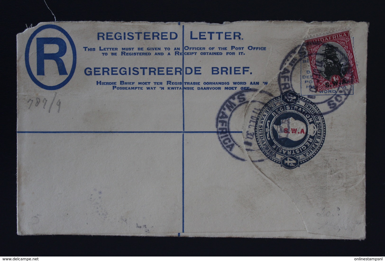 South West Africa  Uprated Registered Cover NGK Nr 9bG HG10  USAKOS  Swakopmund - South West Africa (1923-1990)