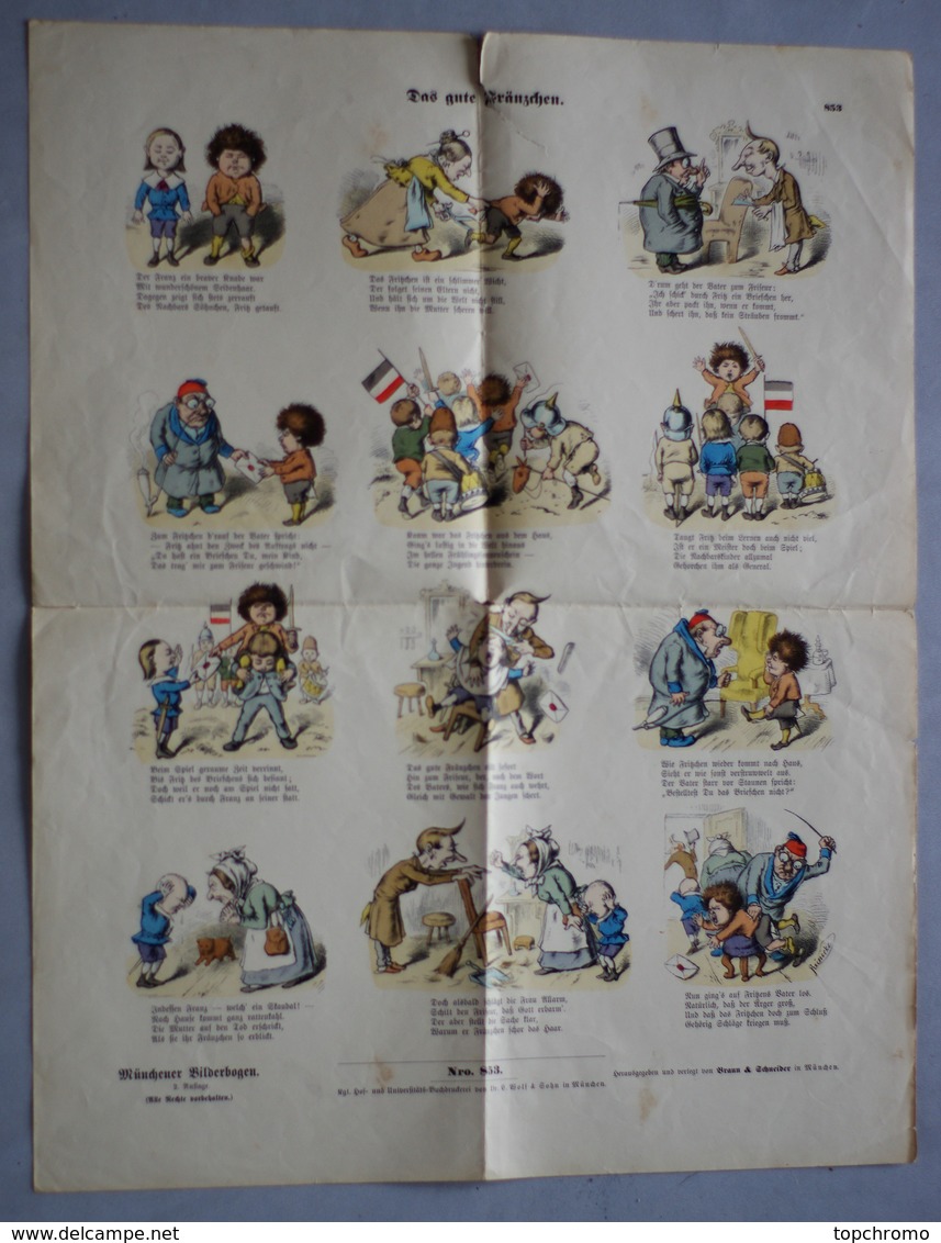Grande Page Illustrée Gravure Münchener Bilderbogen Das Gute Fränzchen Braun & Schneider N°853 Enfants - Prints & Engravings