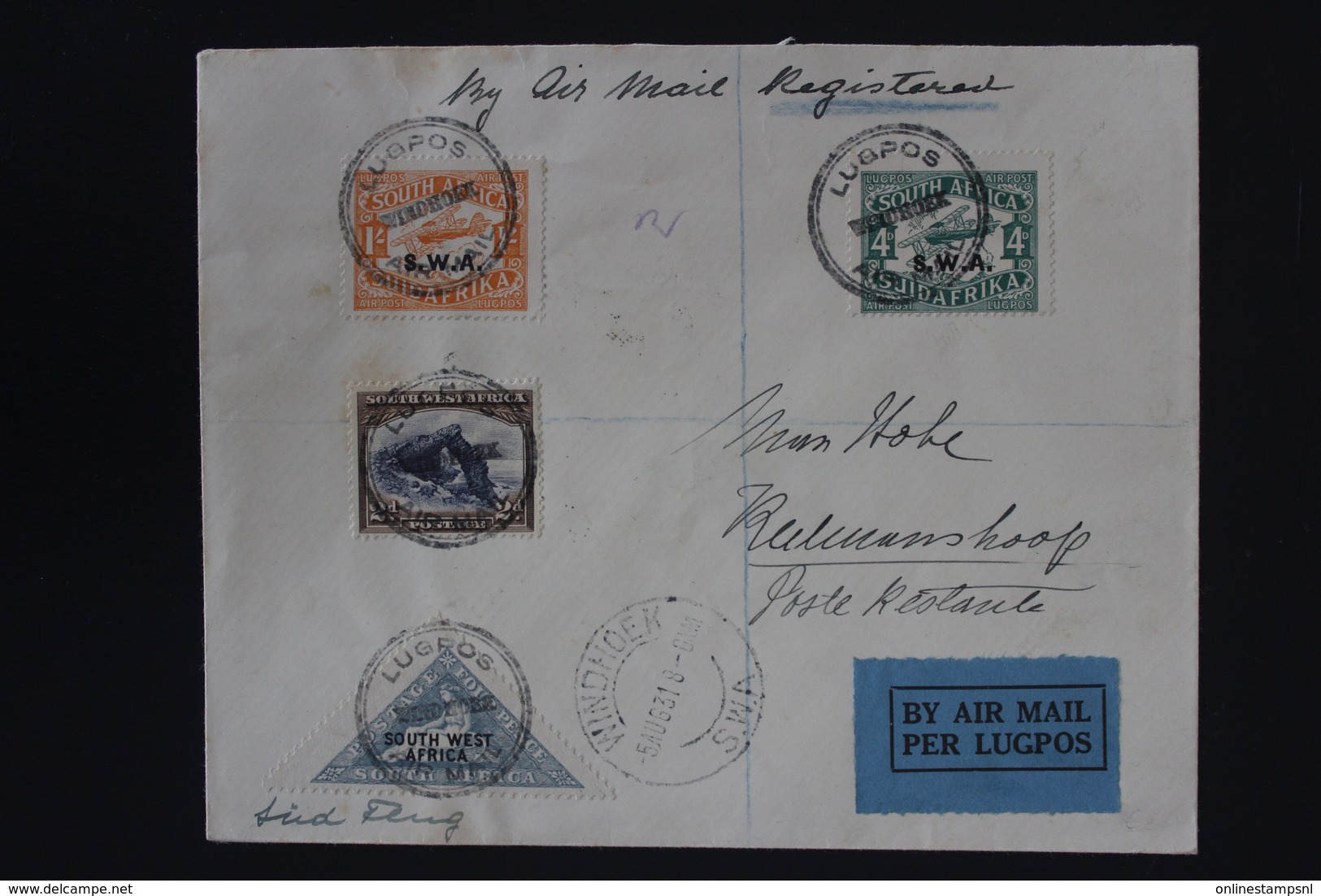 South West Africa Airmail Cover Registered Windhoek - Keetmanshoop - Africa Del Sud-Ovest (1923-1990)