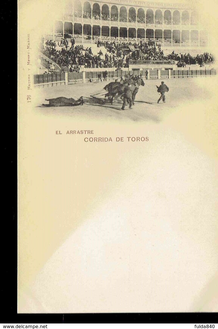 CPA.  *EL ARRASTRE* *CORRIDA DE TOROS*  VERS 1898*  .*. - Corrida